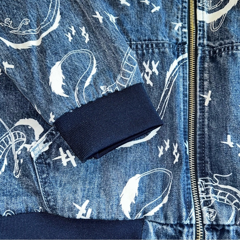 Stylish Blue Patterned Bomber Jacket - image 5